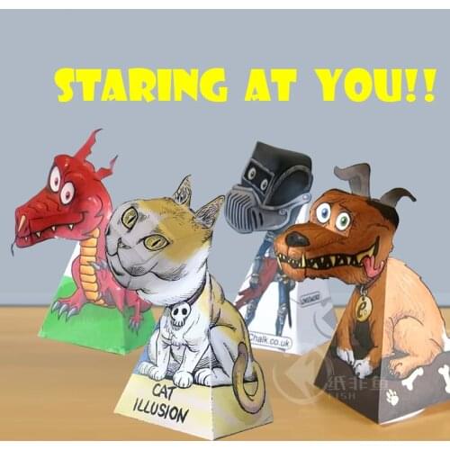 Curiosity DIY Dinosaurs that keep staring at you 3D Illusion Assembly Paper Model for child intelligence development