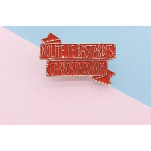 Cartoon Fun Red Letters Warning Signs Enamel Brooch Alloy Badge Denim Clothes Bags Pins Punk Women Jewelry Accessories Gifts