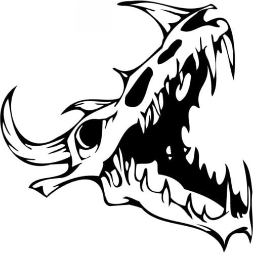 Vicious Big Mouth Dragon Skull Car Decal Car Window Decoration Personality PVC Waterproof Decal Black/White, 20cm*20cm
