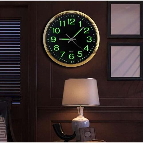 Luminous Wall Clock with Night Light Non-ticking Indoor Hotel Shops Cafe