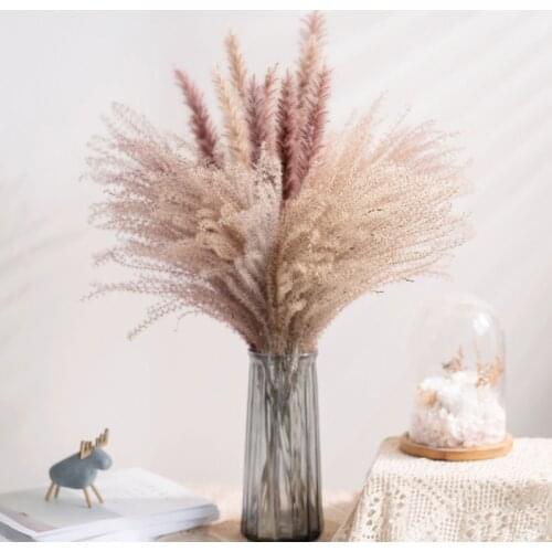 100Pcs Real Dried Reed Flowers Bouquet Home Wedding Decoration Table Flores Preservadas Natural Pampas Grass Decor For Room