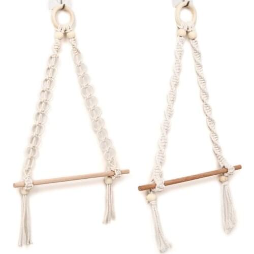 Nordic Macrame Wall Hanging Wooden Stick Toilet Paper Holder Towel Hanger Hand-woven Bedroom Decoration