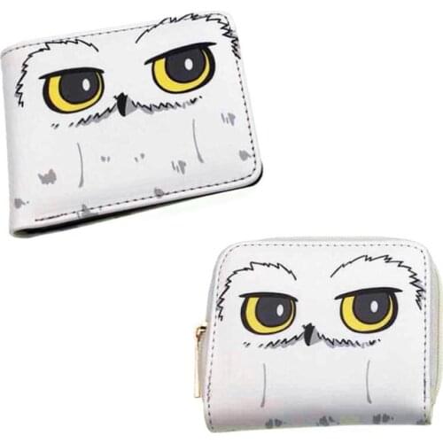 New Harried Bag Owl zippered short wallet card bag hand bag Potters white bird college School folder Mens women'birthday gift