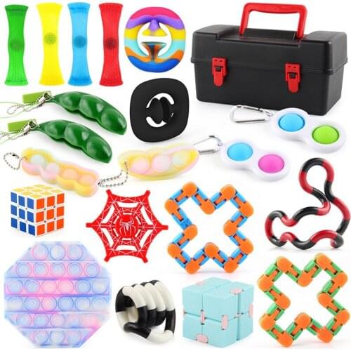 NEW Fidget Toys Anti Stress Pack Strings Relief Set Figet Sensory Push Kit Squishy Relief Antistress Children Gift for Adults
