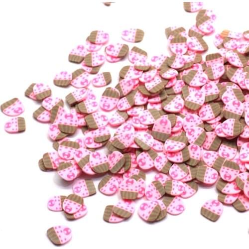 50/200g Polymerlk Wholesale Factory Price 5*7MM Strawberry Dessert Cake Slice Soft Polymer Clay Dollhouse Food Sprinkles Nail Ar