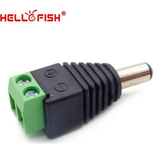 Hello Fish JR 5.5*2.1mm 12v DC male power connector, DC plug jack for LED strip or Security Camera System