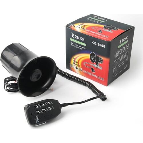 Siren Speaker Air Horn 125DB Loud 6 Sounds Alarm Claxon 12V for Auto Car Motorcycle Boat Megaphone with MIC Digital Voice LB001