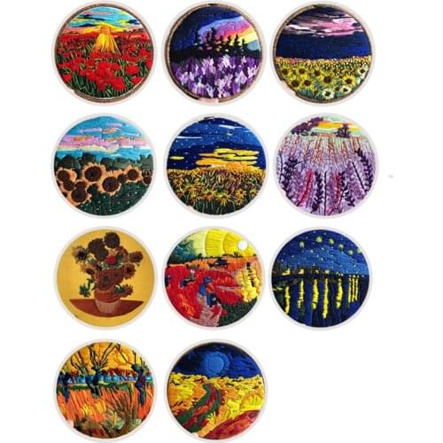 New Style Embroidery Starter Kit With Pattern Cross Stitch Kit With Floral Embroidery Hoop DIY Handmade Full Range Sets