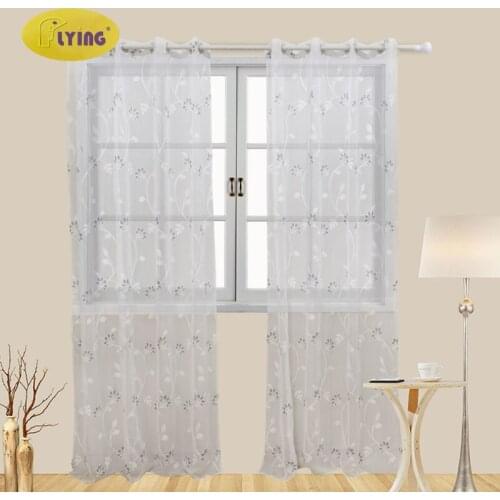 Flying Flower Tulle Curtain Blinds Embroidered Sheer Curtains for Kitchen Living Room Bedroom Panel Perspective