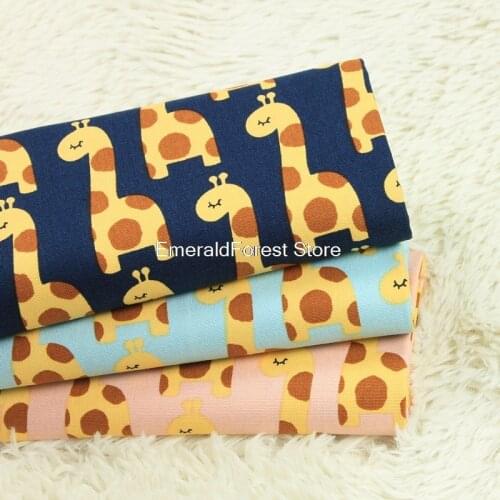 High quality thick cotton cloth Nordic wind cute animal giraffe printing cloth Manual DIY bag fabric cotton 90cmx110cm