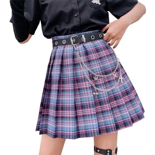 Fashion Woman Mini Skirts Harajuku Cosplay Cute Kawaii Skirts for Girls High Waist Plaid Pleated Skirt Summer Lolita Uniforms