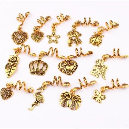 Golden Hair Ring Braid Clip Buckle Dreadlock Cuff Fashion Hair Decorative Mini Braid Hair Extension Ring Out Beads Accessories