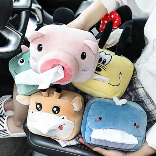 1pc 16cm cartoon whale dinosaur calf dog car seat armrest box plush paper towel vehicle-mounted tissue holder stuffed toy gift