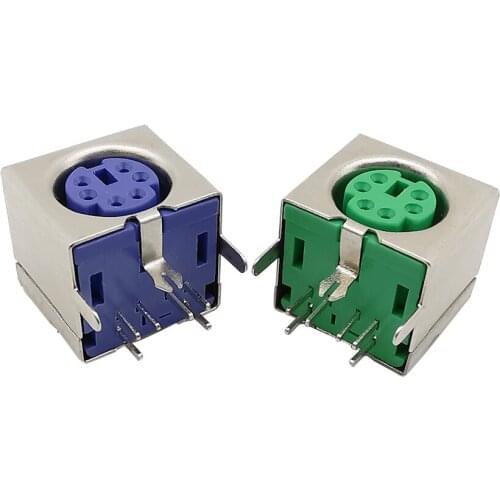 10Pcs Green/Purple 6 Pin PS2 Keyboard Socket Female Jack Interface Terminal Connector On PCB