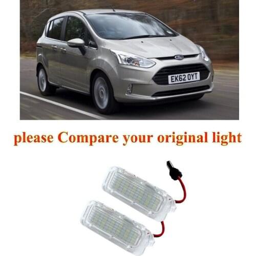 2pc Car Accessories Special Car License Plate Lamp For Ford B-Max 2012+ C-Max 2 2011+ Ecosport 2010+ canbus error free