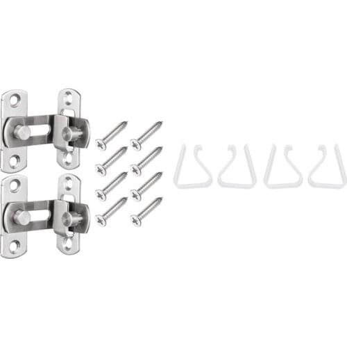 4 Pcs Home Party Desk Table Cloth Clips with 2 Pcs 90 Degree Right Angle Door Latch Hasp Bending Latch Buckle Bolt