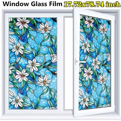 45x200cm 3D Self-adhesive Window Stickers Stained Glass Privacy Anti UV Sticker Bathroom Kitchen Home Decor