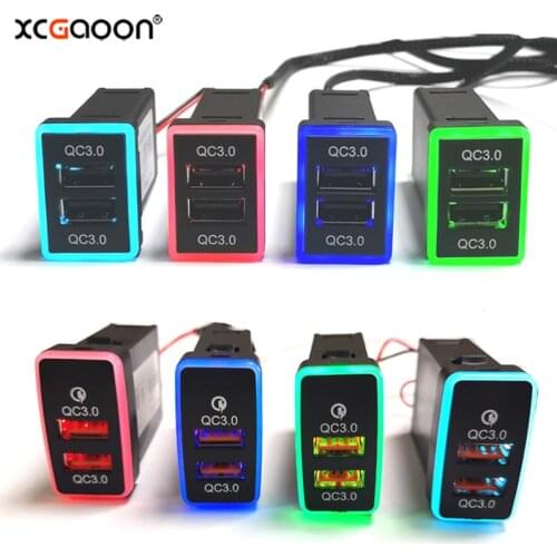 XCGaoon QC3.0 Quickcharge Car Charger Double USB Port Phone DVR Adapter Plug & Play Cable For TOYOTA, Output Power 18W Max