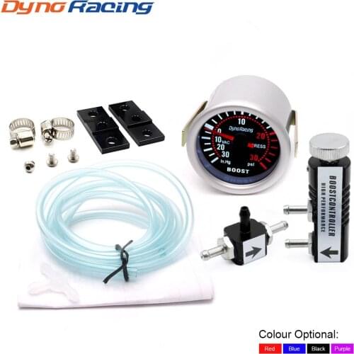 Dynoracing 2"52mm Car Smoke Len Turbo Boost Gauge PSI/In.Hg With Adjustable Auto Turbo Boost Controller Kit 1-30 PSI IN-CABIN