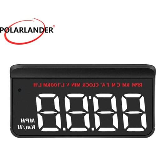 Car Head Up Display Automatically Adjust Brightness Speed RPM Fuel Consumption Water Temperature Voltage M5 Alarm Function Black