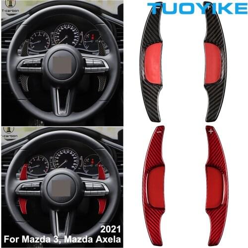 Car Styling Real Carbon Fiber Steering Wheel Shifter Paddle Extension For NEW Mazda-3 Mazda3 Axela 2020 2021 Interior Moulding