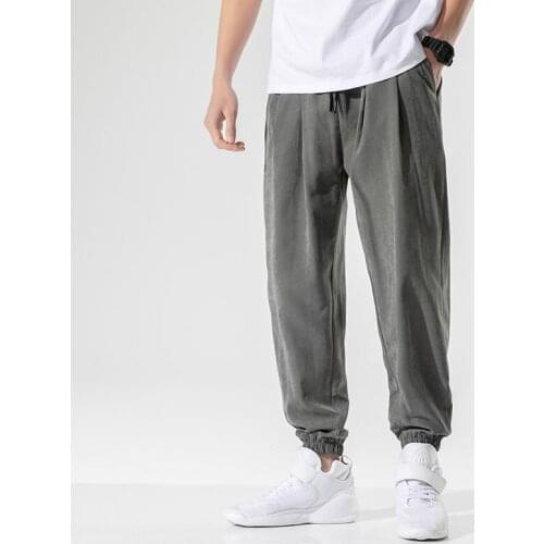 Summer Hip Hop Harem Pants Men Joggers Ankle-Length Loose Trousers Male Casual Baggy Tie Feet Pants Streetwear