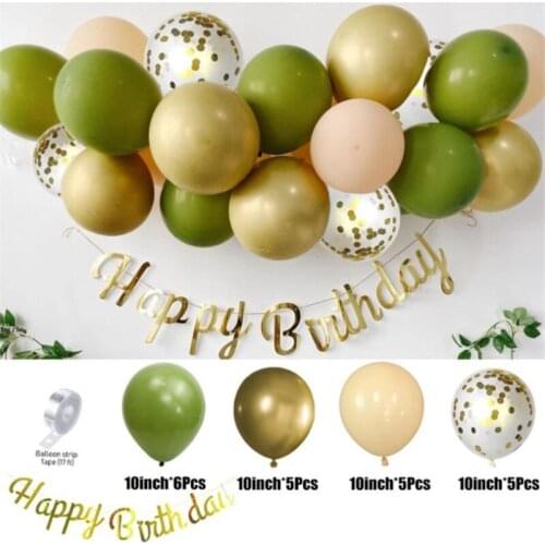 Happy Birthday Balloon Chain Retro Green Pink Blue Garland Metallic Gold Balloons For Home Party Wedding DecorateS Supplies
