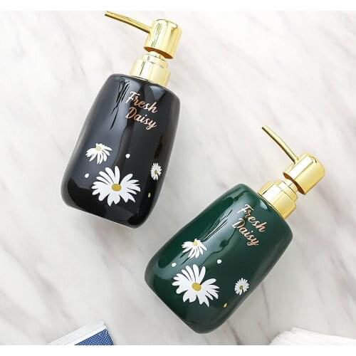 Daisy Flower Decal Ceramic Soap Dispenser Kitchen Handwash Sanatizer Bottle Shampoo Bottle Bathroom Accessories Nordic Home