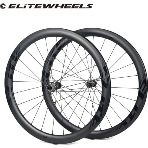 ELITEWHEELS 700C Road Disc Bicycle Wheels Carbon Wheelset Novatec D411 D412 24H Hub Clincher Tubular Tubeless Racing Bike Wheels