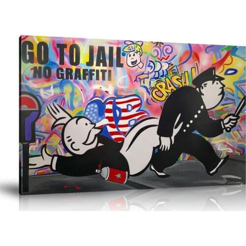 HD Print Alec Monopoly Oil Painting Home Decor Wall Art on Canvas Go To Jail No Graffiti Canvas Printings Canvas Painting
