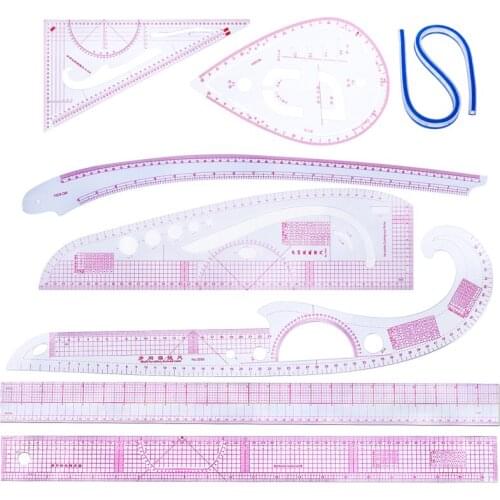 KAOBUY 8PCS Sewing Cutting Ruler DIY Clothing Sample Grading Sewing Tailor Curve Multifunctional Plastic Patchwork Tool