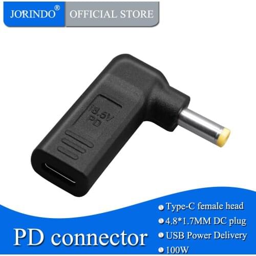 JORINDO PD100W quick charge converter,Type-C female socket to DC4.8*1.7MM plug Power adapter connector,5A