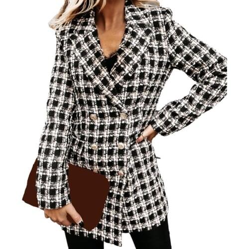 Jackets Women Winter fashion Coat Plaid Warm Mid-length Women Outer Garment For Winter Womens Clothing 2021