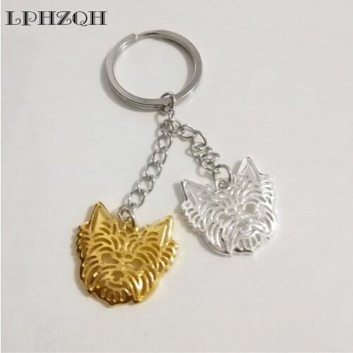 LPHZQH Fashion Yorkshire Terrier Dog Key Chain Women Handbag Pendant Accessories Charm Trendy Car Key Ring Jewelery Steampunk