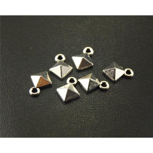 100pcs Silver Color 3d square mini Charm Pendant DIY Necklace Bracelet Bangle Findings 8mm A1585