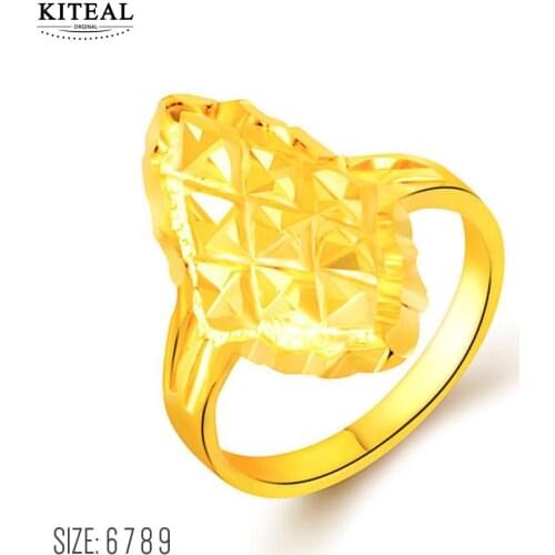 KITEAL Trendy pure gold color women rings oval finger ring for men & women size 6 7 8 9 personality aneis oso