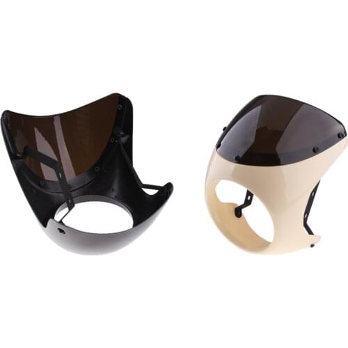 2pcs Motorcycle 7 inch Headlight Fairing Screen & Smoke Retro Cafe Racer Style Universal Screen (Black&White)