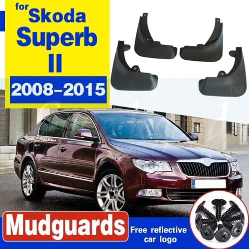 Set Molded Car Mud Flaps For Skoda Superb II 2008-2015 Mudflaps Splash Guards Mud Flap Mudguards Fender Front Rear Styling