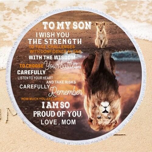 Newest Creative Letters Beach Towel Soft Microfiber Round Beach Towel Home Travel Outdoor Sport Yoga Mat Camping Picnic Pad