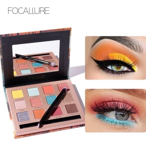 FOCALLURE 12 Colors Eyeshadow Palette Glitter Matte Shimmer Eye Shadow Powder Daily Party Long Lasting Pigment Eye Makeup TSLM2