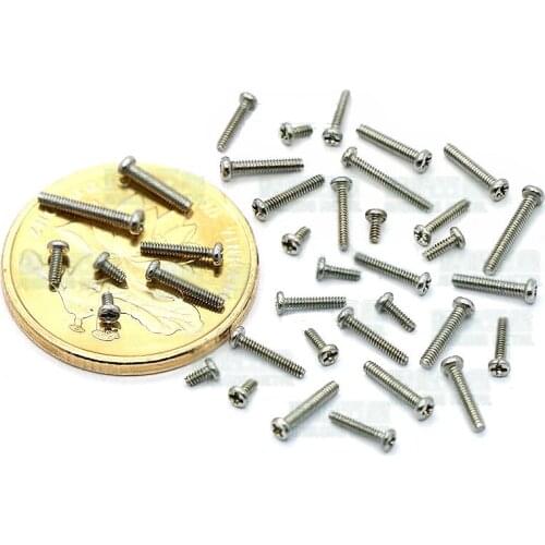 Phillips Round head Screw M1 M1.2 Pan head Stainless Steel Screws bolts 100pcs
