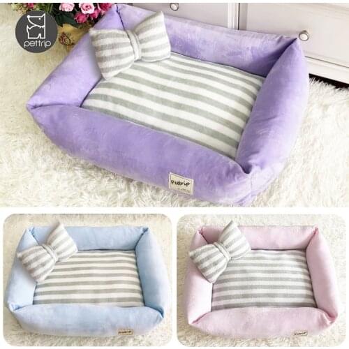 Dog Bed for Cats Small Medium Dogs Bowknot Pillow Removable Washable Dog Cushion Nest Soft Puppy Mat Sofa Dog Basket Pet Supply