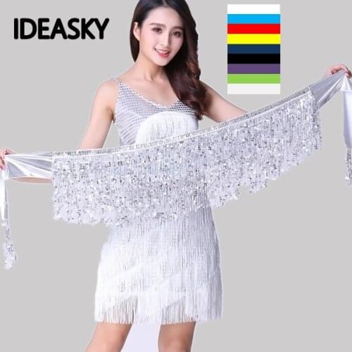 Silver coin sequin belts fringe india womens coins gold belly dance hip scarf wrap belt skirt beaded bellydance gypsy dancing