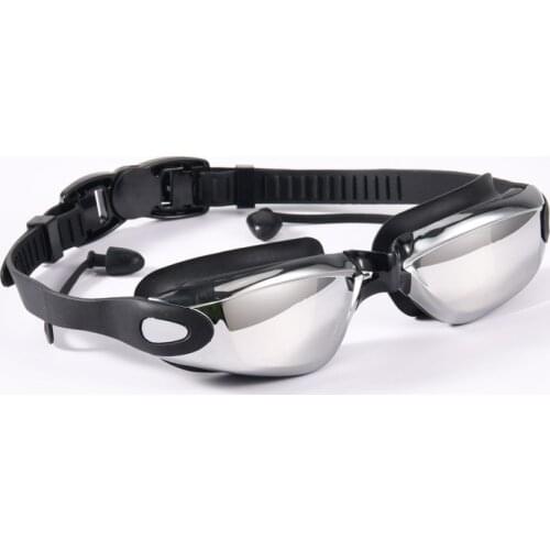Professional Swimming Goggles Swimming Glasses with Earplugs Nose Clip Electroplate Waterproof Silicone eye shield goggles OPP