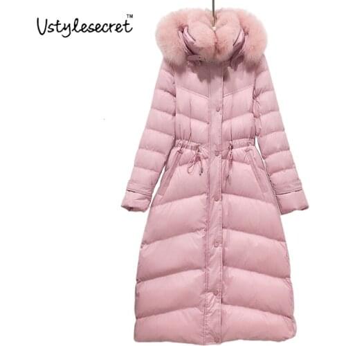 Dubble Real Fox Fur Collar Women 90% Down Jacket Utralight Long Warm Thicked пуховик женский пуховики женские зимние U10859