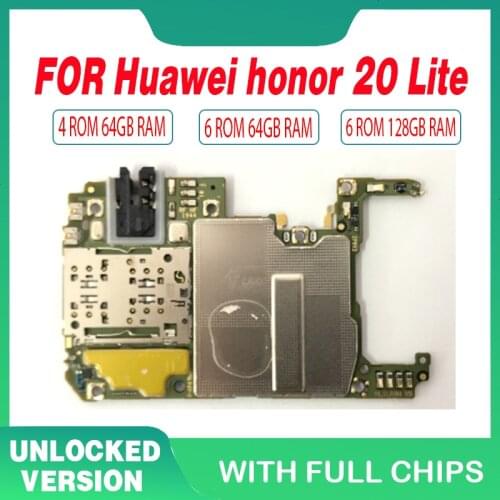 Unlocked For HuaWei Honor 20 Lite Motherboard Original Logic Board Mainboard WIth Full Chips With Android System 64GB 128GB