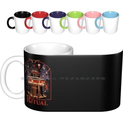 The Morning Ritual Ceramic Mugs Coffee Cups Milk Tea Mug Retro Vintage Horror Funny Coffee Nostalgia Grim Reaper Death Baphomet