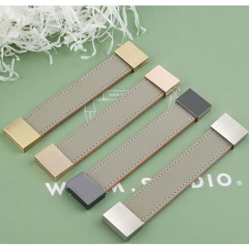 96/128/160mm simple bookcase Handles 6.3"European high-level shoe ark drawer leather pull Dresser Cupboard TV cabinet metal knob