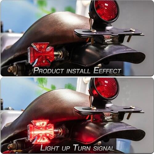 2PCS 12V Motorcycle Turn Signal Cross Red LED Brake Running Turn Signal Indicator Sccoters Motorbike Tail Light Accessories