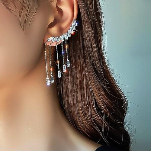 Ear Bone Clip Long Wings Tassel Earrings Female New Zircon Earrings Earrings Jewelry Gifts